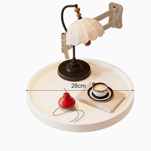 <span class=keywords><strong>Comodino</strong></span> Sostitutivo, Mensola Rotonda da Parete per Camera da Letto, Tavolino Laterale Pieghevole Fluttuante - Product Image 4