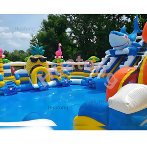 حديقة مائية تجارية قابلة للنفخ من هواتونغ، معدات حديقة مائية بتصميم المحيط، زحليقة مائية للأطفال والكبار مع حوض للإيجار - Product Image 2