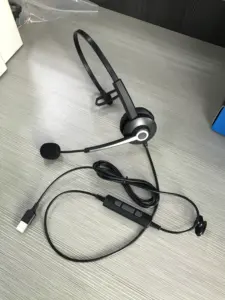 Headset Monaural ringan, dengan USB mikrofon penghilang kebisingan desain khusus untuk Headset pusat panggilan dengan mikrofon