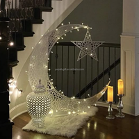 Décoration d'intérieur PAFU, support de lampe en bois avec lune et étoiles, lumières de bienvenue islamiques, 90 cm, réutilisable