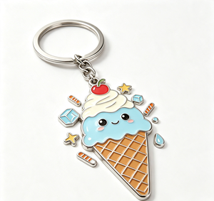 Custom Kawaii Ice Cream Keychain Enamel Metal Key <b>Ring</b> <b>Cartoon</b> Dessert Pendant Gift Souvenir - Product Image 2