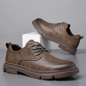 Zapatos Casuales de Negocios para Hombre, de Cuero Genuino, Punta Redonda, con Cordones, Transpirables, Suela de Goma, Estilo Moderno para Todas las Temporadas - Product Image 2