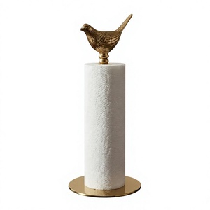 Porte-serviettes en papier en métal avec motif d'oiseau, support de comptoir autoportant pour rouleaux de papier de cuisine - Product Image 1