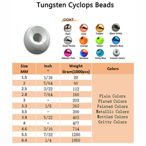 ลูกปัดทังสเตนสีทอง เงิน ทองแดง ดำ นิกเกิล สีเรืองแสง ทนต่อการขัดถู สำหรับผูกเหยื่อตกปลาแบบฟลายฟิชชิ่ง - Product Image 2