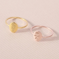 Mois Naissance Fleur Ovale Chevalière Anneaux Femmes 2023 Acier Inoxydable Marguerite Violet Bague de Doigt Bijoux Esthétique Bague de Cadeau d'Anniversaire