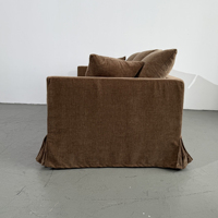 Canapé modulaire rectangulaire en tissu de lin noir moderne belge à 3 places avec housse amovible et cadre en bois massif extensible