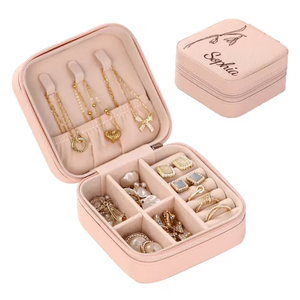 Wholesale Custom PU Leather Pink Small Jewellery Necklace Ring Earring <strong>Wedding</strong> Gift Boxes <strong>Travel</strong> Jewelry <strong>Box</strong> Organizer - Product Image 2