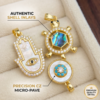 Pendentifs en cuivre plaqué or 18 carats en gros, micro-pavés CZ, breloques œil porte-bonheur, tortue, papillon, coquillage pour la fabrication de bijoux DIY et colliers