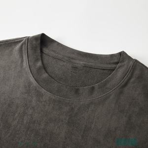 T-shirt surdimensionné personnalisé pour homme, col rond, manches courtes, en tissu suédé épais, écologique, séchage rapide, style hip-hop, collection printemps-été - Product Image 1