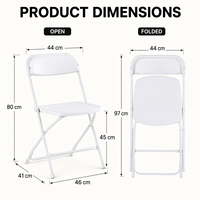 Chaise pliante en plastique blanc avec structure métallique thermolaquée, siège portable pour mariage, conférence, événement en plein air
