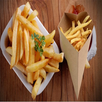 Cônes en papier alimentaire brun pour frites, avec sauce, pour churros, chips, poulet frit, nuggets, popcorn, et poche pour sauce ketchup