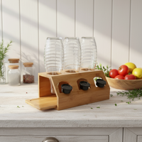 Récipients de rangement pour aliments en bambou transparent avec couvercle en bambou hermétique, outils rectangulaires, céréales, grains de café, support