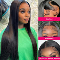 Perruques sans colle prêtes à porter, 100% cheveux indiens vierges, perruque frontale en dentelle pour femmes noires, dentelle fine HD, perruque frontale sans colle, perruque en dentelle HD complète