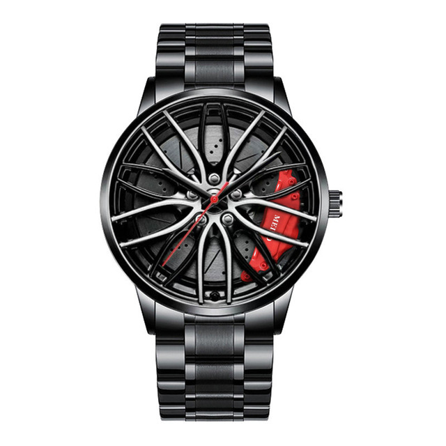 2023 Luxury Top Brand Fashion Car Wheel Watches 3D Dial Sports Quartz Wristwatch Stainless Steel Wheel Hub Wrist Watch for Men