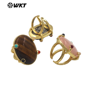 Anillo WT-R586 con Piedra Preciosa Natural, Zirconia Ovalada en Engaste de Puntas, Chapado en Oro Real de 18K para Mujer, Regalo Precioso - Product Image 2