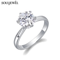 Bague de fiançailles Souljewel 1ct D Color VVS Moissanite, classique à six griffes, plaquée rhodium, argent sterling 925, certifiée GRA