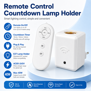 Adaptateur de douille de lampe E27 à télécommande avec minuterie à 5 niveaux, support de lampe sans fil avec interrupteur de minuterie pour chambre, couloir, escalier - Product Image 6