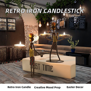 เชิงเทียนเหล็กชายแบบอเมริกันย้อนยุคอุปกรณ์ตกแต่งบ้านอีสเตอร์แบบลำลองสุดสร้างสรรค์สำหรับตกแต่งโต๊ะบรรยากาศ - Product Image 2