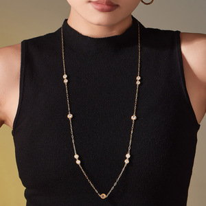 Elegante Collar de Circonia Cúbica Chapado en Oro de 18K, Cadena de Eslabones Clásica para Mujer, Joyería para Uso Diario, Accesorio para Fiestas - Product Image 3
