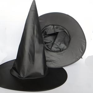 Cappello da Mago/Strega in Tessuto Oxford Nero per Halloween, Accessorio per Costume, Decorazione Conica per Feste Magiche - Product Image 1