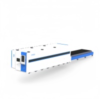 Découpeuse laser à fibre CNC automatique haute vitesse en métal, conception fermée, double plateforme d'échange, bras robotisé, Cypcut HIWIN 3000W