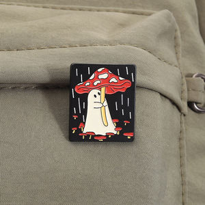 Lencana kerah Lapel seram Halloween, payung jamur Enamel, Bros Seram, hadiah perhiasan untuk teman, grosir - Product Image 3