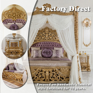 Ensemble <span class=keywords><strong>de</strong></span> chambre à coucher <span class=keywords><strong>de</strong></span> style turc <span class=keywords><strong>de</strong></span> luxe, <span class=keywords><strong>lit</strong></span> à baldaquin à quatre poteaux, <span class=keywords><strong>lit</strong></span> en bois sculpté doré pour la décoration intérieure <span class=keywords><strong>de</strong></span> villas royales et <span class=keywords><strong>de</strong></span> palais - Product Image 2