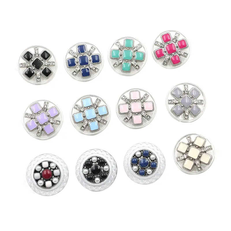 New style Fashionable Metal Custom Round Diamond Shank Button For Coat