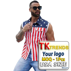 Gilet en jean pour homme <span class=keywords><strong>TK</strong></span> 2026 avec drapeau américain – Veste décontractée d'été respirante en polyester/coton, style patriotique, pour l'extérieur, Fête des Pères - Product Image 1