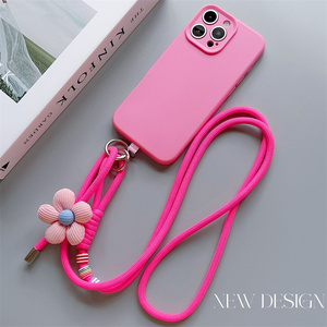 Korea Universal Braided Mobile Cell Phone Lanyard Strap Flower Hanging Chain Ring Cord with <strong>Patch</strong> Adjust Wrist Strap <strong>Detachable</strong> - Product Image 1