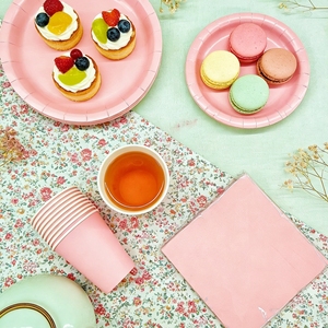 Vaisselle jetable de couleur unie DAMAI, rose bébé, fournitures pour fêtes, anniversaires, camping, décoration de table, serviettes en papier, gobelets, assiettes - Product Image 1