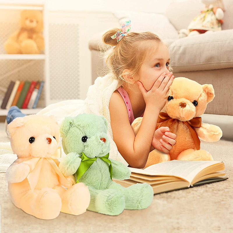 wholesale customize multi color teddy bear with bowknot plush toys peluche teddy bear stuffed toy for gift