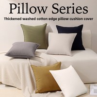 Housse de coussin carrée en fibre de polyester épaisse et lavée, avec fermeture éclair et bords ourlés, pour canapé de salon moderne
