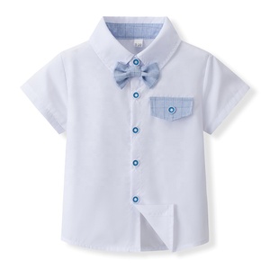 Ensemble de vêtements pour enfants style gentleman, chemise à manches courtes avec nœud papillon, <span class=keywords><strong>short</strong></span> à bretelles à carreaux pour les tout-petits garçons - Product Image 3