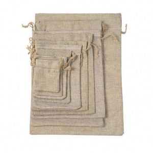 Natural Organic Cotton Canvas <b>Drawstring</b> Bag Plain logo Printed Small Gift Jewelry Pouch - Product Image 3