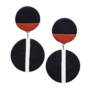 Stylish Geometric Resin Hoop <b>Earrings</b> Women's Acrylic Resin <b>Red</b> Black White Striped Handmade Party Trendy Jewelry for Woman - Product Image 4