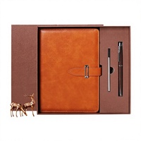 Coffret Cadeau Carnet de Bureau pour Réunions d'Affaires, Bloc-notes Épais avec Reliure Pliable, Logo Personnalisable, Cuir PU, Nouveau Bouton Pression