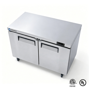 Réfrigérateur professionnel en acier inoxydable à double porte, dégivrage automatique, sans givre, sous comptoir, avec refroidisseur d'air intégré - Product Image 1