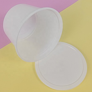 หม้อพลาสติกขนาด20ออนซ์500กรัมพร้อมฝาปิดสำหรับโยเกิร์ตครีมชีสแช่แข็งเค้กทีรามิสุอบแห้งโรงงานสีขาว - Product Image 1