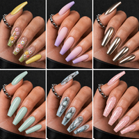 Lot de 10 faux ongles longs en forme de cercueil, mats, toutes couleurs, faits à la main, pour le bureau et le travail