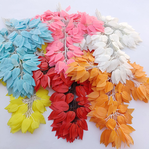 12 pièces/paquets soie blanc Ficus feuilles branches d'<span class=keywords><strong>arbre</strong></span> Faux plante Spray pour la maison décorations de mariage - Product Image 1