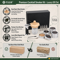 Kit de fumage pour cocktails en bois de hêtre, complet avec torche, boîtes à copeaux de bois, emballage écologique de luxe en boîte cadeau magnétique, logo personnalisé
