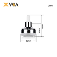 Flacon compte-gouttes rond en verre opaque argenté de 20ml 30ml + estampage d'aluminium pour huile essentielle de bois de santal