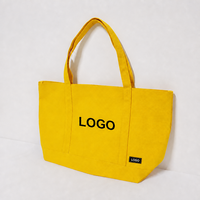 Sac fourre-tout en toile de coton jaune grande capacité avec logo personnalisé, réutilisable, pour la plage, le shopping, sac à bandoulière, vente en gros pour femmes, OEM, usage quotidien
