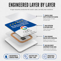 Support de carte adhésif NFC pour affichage d'avis Google sur les hôtels, avec puce NTAG215 pour promotion de logo personnalisé en PVC