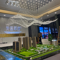 Grand lustre suspendu en forme de montagne pour hall d'hôtel, luminaires de plafond personnalisés en cristal transparent, design artistique créatif