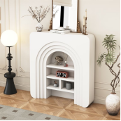 Table console en bambou blanc crème, style nordique français, moderne, luxueuse, simple, pour le salon, l'entrée, meubles de rangement