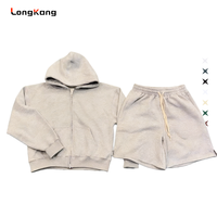 Ensemble de sweat-shirts à capuche zippés pour hommes, personnalisables, 100% coton, coupe oversize, été, couleur unie, logo brodé sur le devant, tissu respirant, ODM