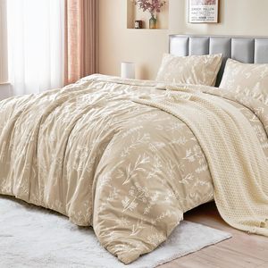 Chic 100% coton 3 pièces housse de couette ensemble Beige blanc botanique ligne imprime à la mode doux pour <span class=keywords><strong>chambre</strong></span> décor moderne - Product Image 5