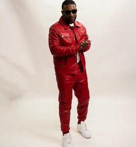Conjunto de <span class=keywords><strong>2</strong></span> <span class=keywords><strong>piezas</strong></span> informal personalizado al por mayor, traje deportivo para motocicleta, chándal de cuero para hombre - Product Image 2